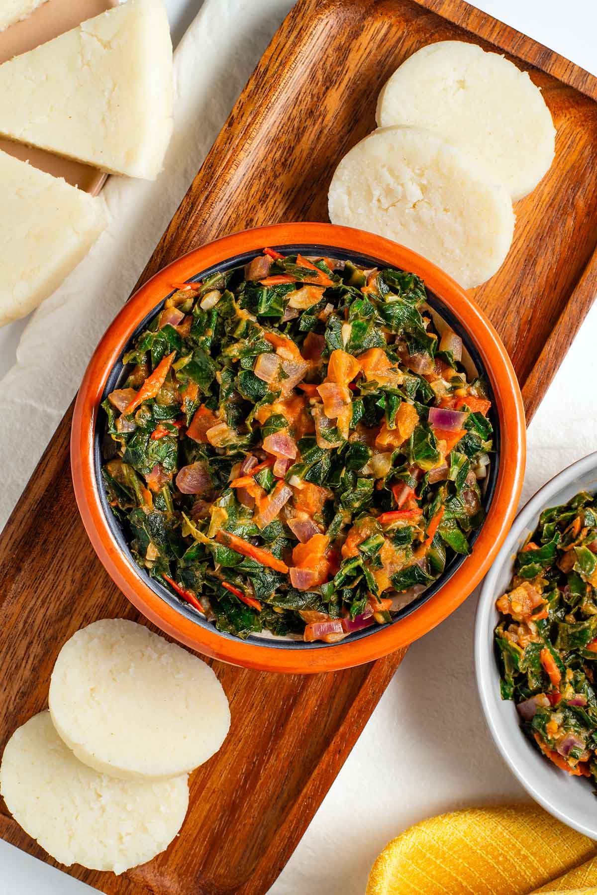 Ugali with Sukuma wiki( Kenya /Tanzania)