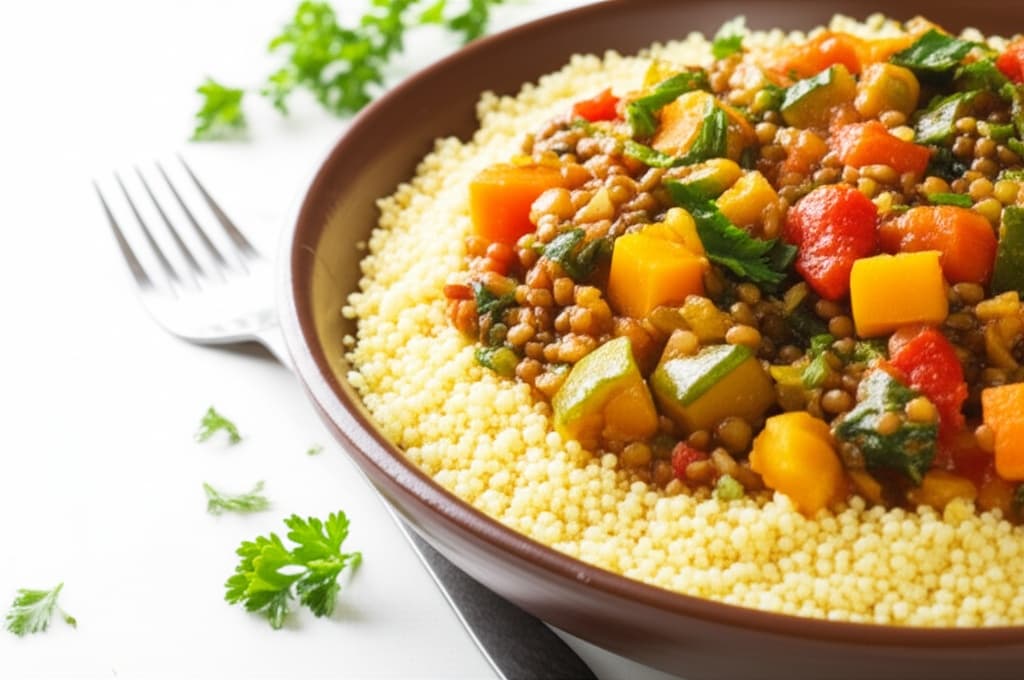 Couscous with a rich Vegetable and Lentil Medley