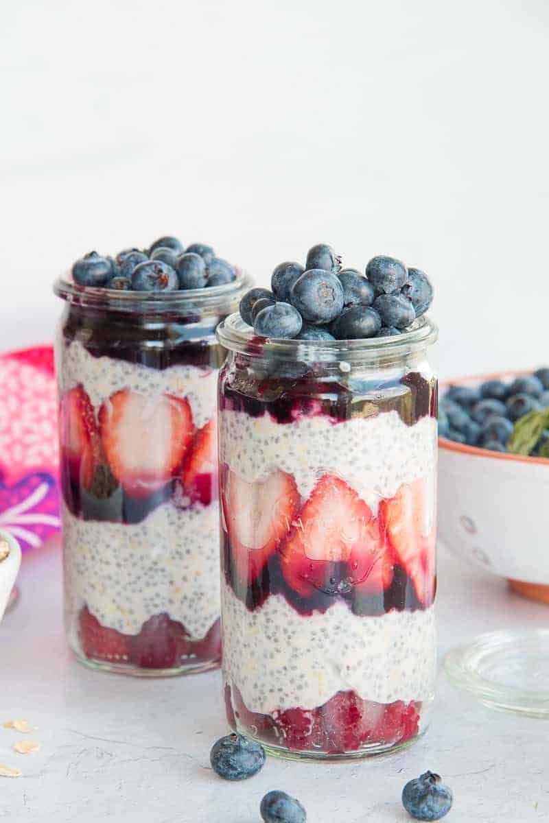 Greek yogurt parfait with berries and chia seeds