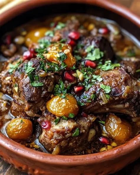 MOROCCAN LAMB TAGINE WITH DRIED APRICOTS AND OLIVES